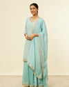 alt message - Mohey Women Light Blue Bel Buti Jaal Patterned Palazzo Suit image number 3